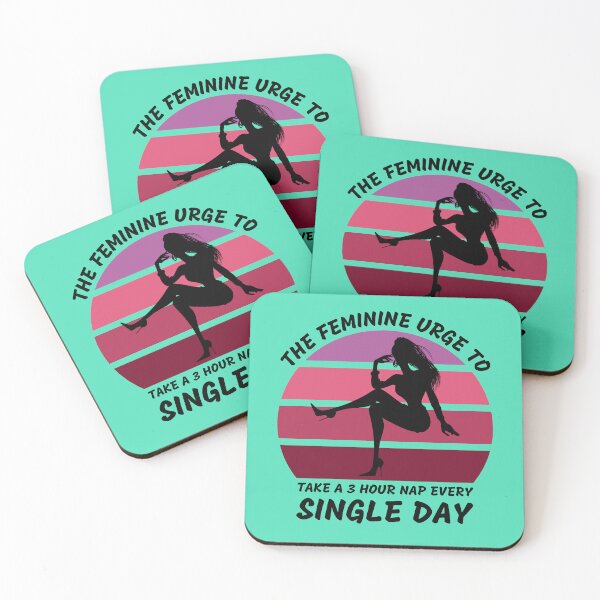 Item preview, The Feminine Urge To Take A 3 Hour Nap Every Day Pink Retro Sunset In Blue designed and sold by LuckyKermit.