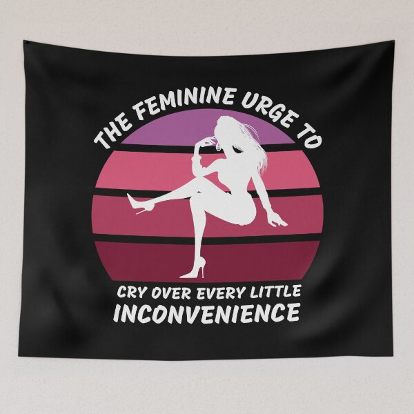Item preview, The Feminine Urge To Cry Over Every Little Inconvenience Pink Retro Sunset In Black designed and sold by LuckyKermit.
