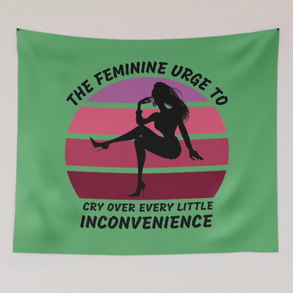 Item preview, The Feminine Urge To Cry Over Every Little Inconvenience Pink Retro Sunset In Green designed and sold by LuckyKermit.