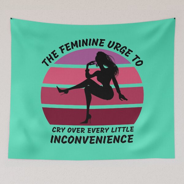 Item preview, The Feminine Urge To Cry Over Every Little Inconvenience Pink Retro Sunset In Blue designed and sold by LuckyKermit.