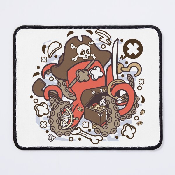 Item preview, Pirate Octopus; pirate octopus, octopus, pirate, ocean, sea, kraken, tentacles, squid, sea monster, ship, skull, cute octopus, adorable octopu designed and sold by AnimalsByDaniel.