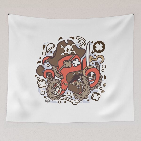 Item preview, Pirate Octopus; pirate octopus, octopus, pirate, ocean, sea, kraken, tentacles, squid, sea monster, ship, skull, cute octopus, adorable octopu designed and sold by AnimalsByDaniel.