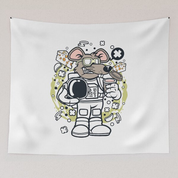 Item preview, Rat Astronaut; Rat Astronaut, astronaut, space, rat, cute, stars, funny, moon, galaxy, animal, mouse, rodent, cartoon, nasa, universe, designed and sold by AnimalsByDaniel.