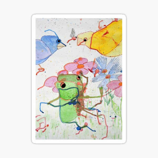 Frogs on a picnic by Laila Cichos Sticker