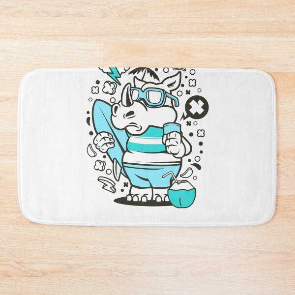 Item preview, Rhino Surfing; Rhino Surfing, rhino, surfing, rhinoceros, surf, funny, surfboard, surfer, chubby unicorn, hawaii, surfer girl, waves, pachyderm, sand, african safari, designed and sold by AnimalsByDaniel.