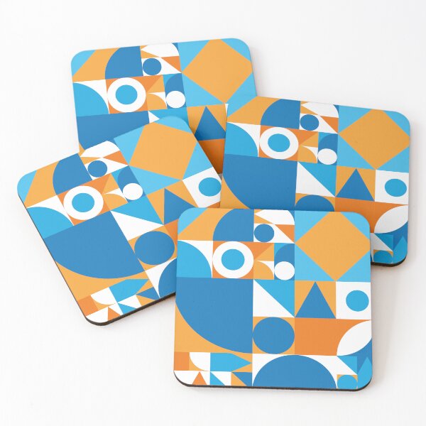Item preview, Blue Orange Square Triangle Circle Geometric Pattern  designed and sold by DESIGNNATS.