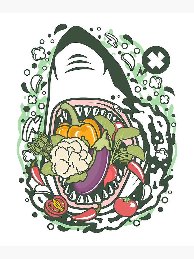 "Shark Vegetable; Shark, eating, Vegetable, shark, eating, fruit, apple