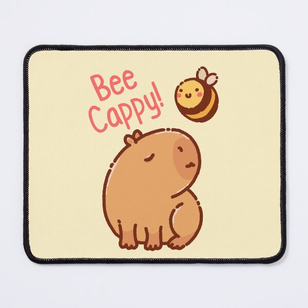 Vista previa del artículo con la obra «¡Abeja Capybara! Juego de palabras entre abeja y capibara ¡Sé feliz!», diseñado y vendido por manydoodles.