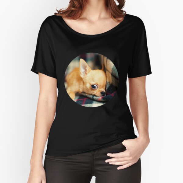 1Tee Mujer mirar Chihuahua Bolsillo Camiseta