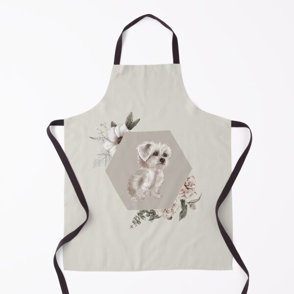 Item preview, White doggie in floral frame designed and sold by Lolly's Lane Shoppe.