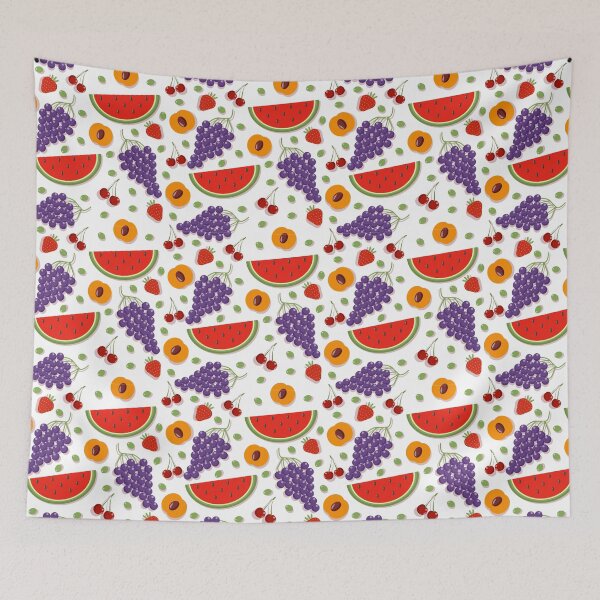 Item preview, Seamless Patterns with Different Berries and Fruits: Cherry, Apricot, Strawberry, Watermelon and Grapes designed and sold by ivector.