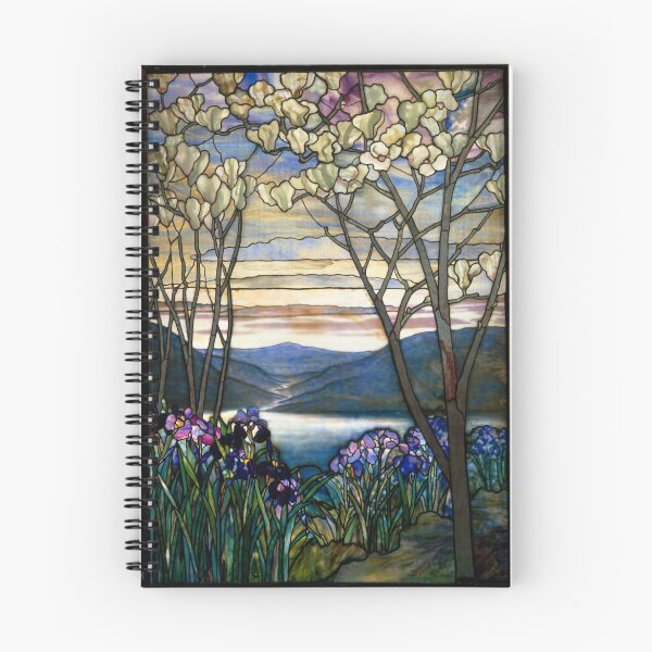 Item preview, Tiffany Glass Magnolia and Irises Artwork Art Print designed and sold by everfreshtees.