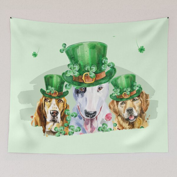 Item preview, St Patrick Day Dogs Celebrating Saint Patrick Day Irish Cute Doggies designed and sold by ladylaughprints.