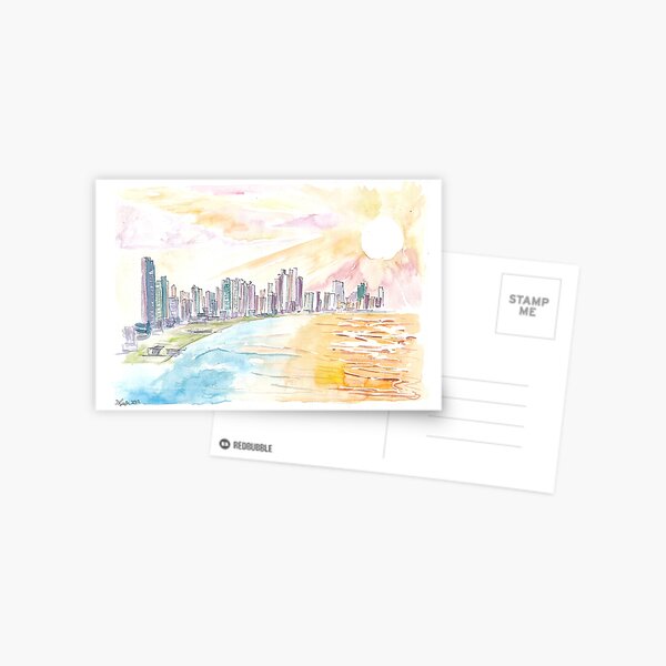 Item preview, Panama City Impressive Skyline with Ocean and Sunset designed and sold by artshop77.