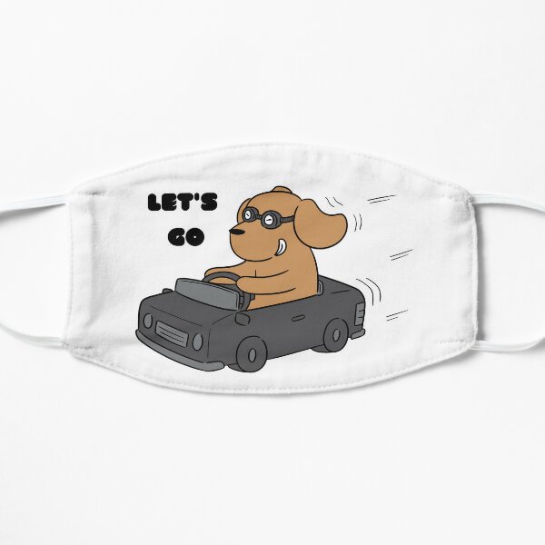 Let's go dog driving car Flat Mask