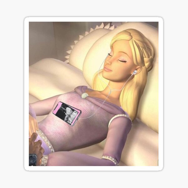 Barbie escuchando Ultraviolence de Lana Del Rey Pegatina