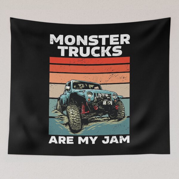 Item preview, Monster Trucks Are My Jam Retro Square designed and sold by soudaniet.