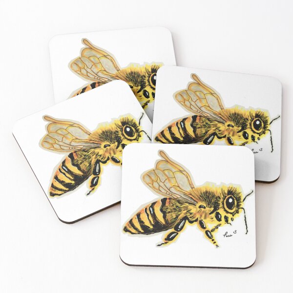 Item preview, HoneyBee illustration yellow and black drawn by an Canadian artist Pascale Breton designed and sold by Pascale Breton.