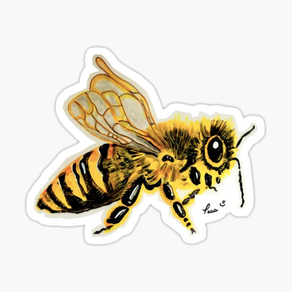 Item preview, HoneyBee illustration yellow and black drawn by an Canadian artist Pascale Breton designed and sold by Pascale Breton.