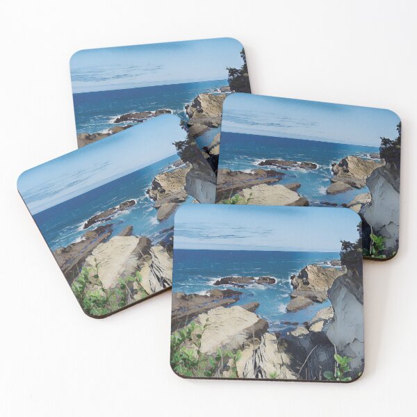 Item preview, A Fine View | Peaceful Turquoise Waves Along Rocky Oregon Coast designed and sold by arlutai.