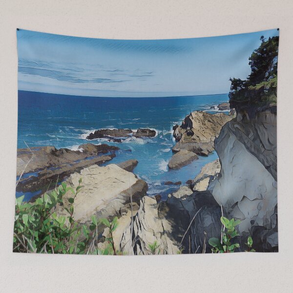 Item preview, A Fine View | Peaceful Turquoise Waves Along Rocky Oregon Coast designed and sold by arlutai.