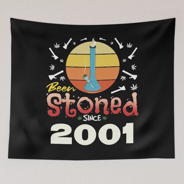 Item preview, Been stoned since 2001 (Orange retro vintage sunset with bong) designed and sold by YomeHayin.