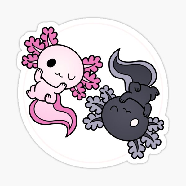 Cute Axolotl Yin And Yang Sticker By Odyssee N Redbubble