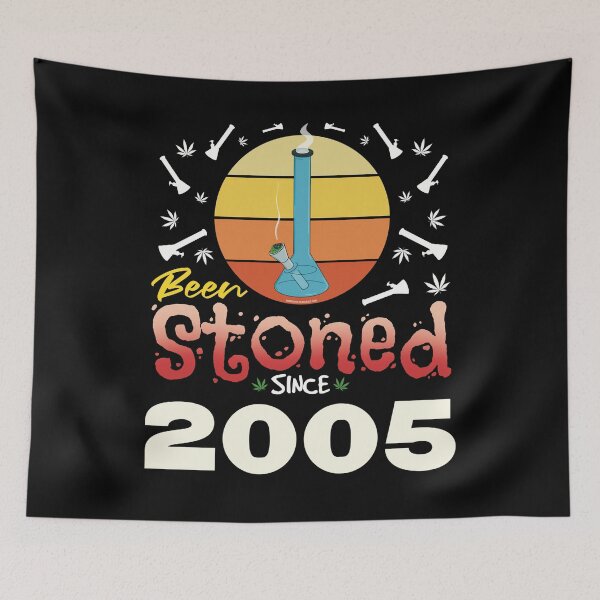 Item preview, Been stoned since 2005 (Orange retro vintage sunset with bong) designed and sold by YomeHayin.