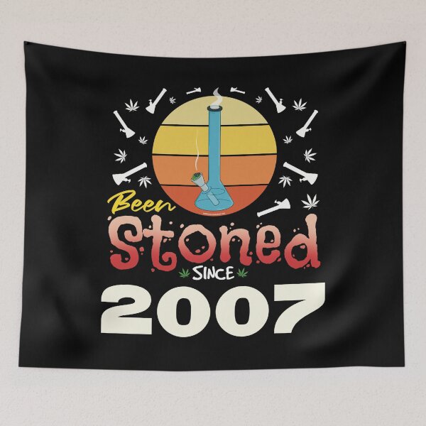 Item preview, Been stoned since 2007 (Orange retro vintage sunset with bong) designed and sold by YomeHayin.