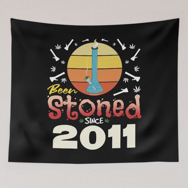 Item preview, Been stoned since 2011 (Orange retro vintage sunset with bong) designed and sold by YomeHayin.