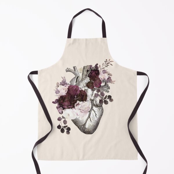 Item preview, Vintage Human heart illustration art, dark, purple roses, vintage effect designed and sold by Collagedream.