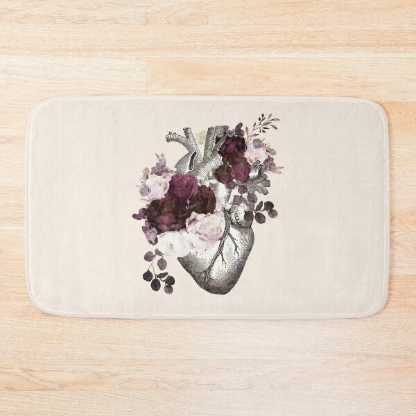 Item preview, Vintage Human heart illustration art, dark, purple roses, vintage effect designed and sold by Collagedream.