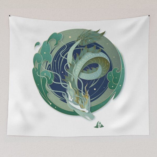 Item preview, Chinese green Dragon in the cloud, circled designed and sold by xdashu.