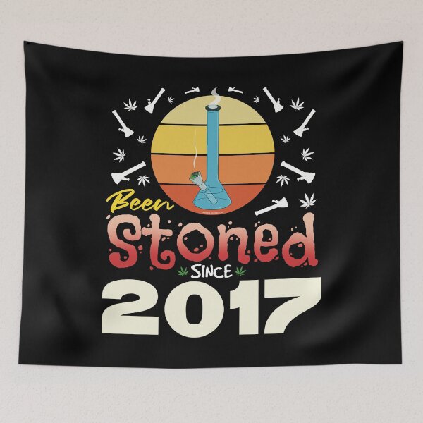Item preview, Been stoned since 2017 (Orange retro vintage sunset with bong) designed and sold by YomeHayin.