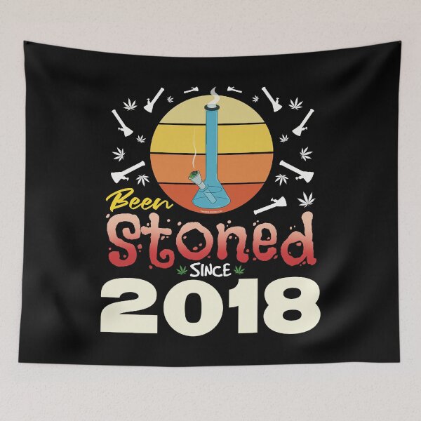 Item preview, Been stoned since 2018 (Orange retro vintage sunset with bong) designed and sold by YomeHayin.