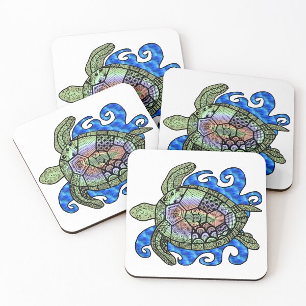 Item preview, Colored Patterned Sea Turtle designed and sold by SLEWDesigns.