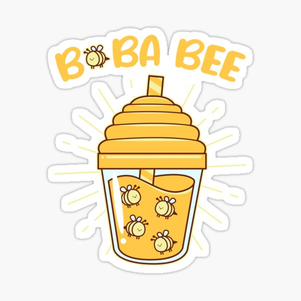 "Boba Bee Bubble Tea Bees" Sticker by odysseen Redbubble