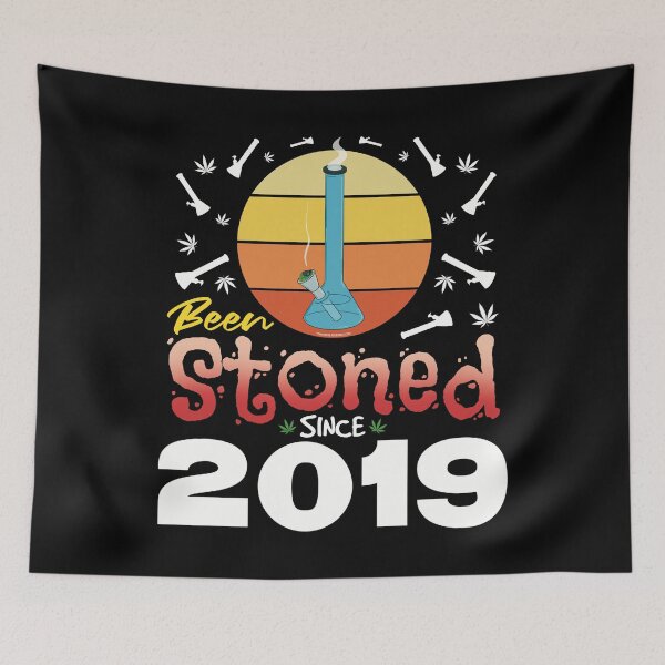 Item preview, Been stoned since 2019 (Orange retro vintage sunset with bong) designed and sold by YomeHayin.