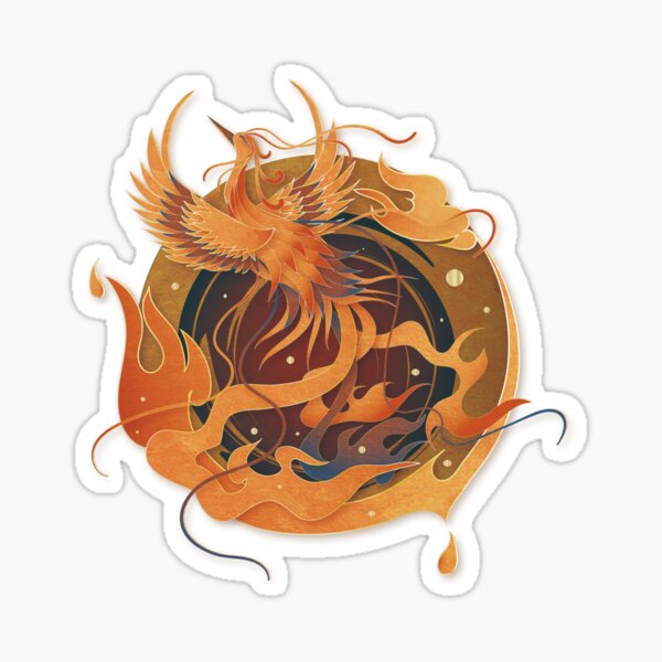 Chinese phenix flying in the fire Sticker
