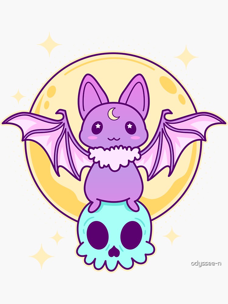 "Pastel Goth Bat On A Skull" Sticker for Sale by odysseen Redbubble