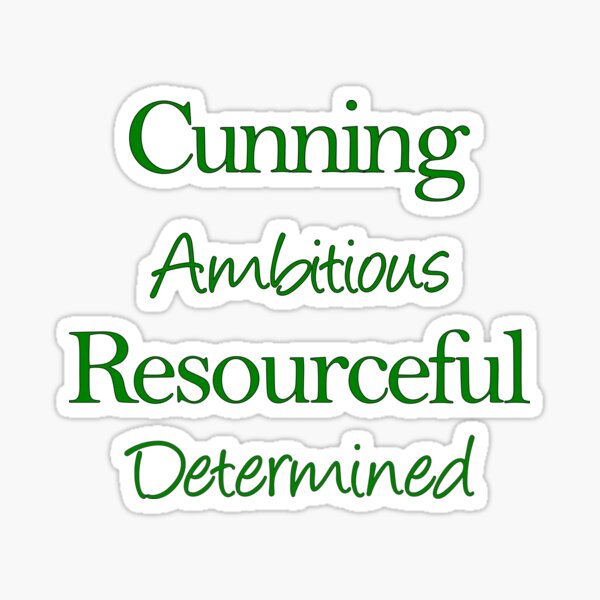 Cunning Ambicious Resourceful Determined Green fuente Pegatina