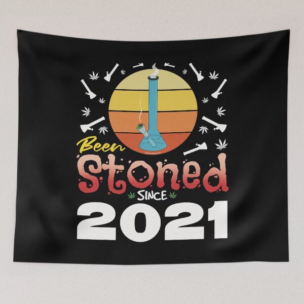 Item preview, Been stoned since 2021 (Orange retro vintage sunset with bong) designed and sold by YomeHayin.