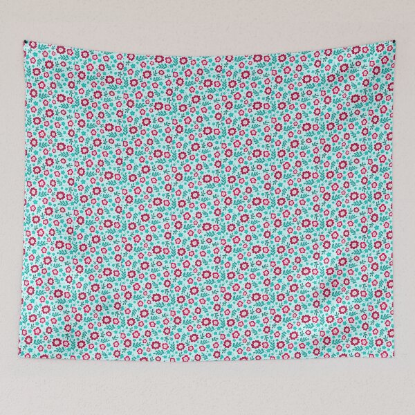 Item preview, Fun Floral in Red Aqua Turquoise designed and sold by KrisInStitches.