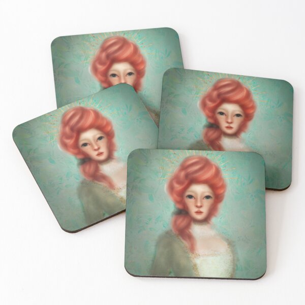 Item preview, Marie Antoinette Portrait Gold Halo Pink Hair Arsenic Green walls designed and sold by Monica Laipple.