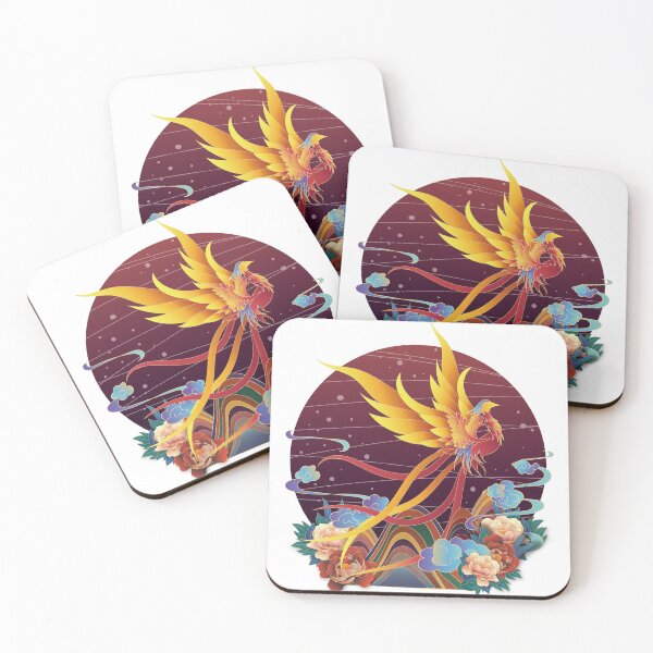 Item preview, Chinese phenix flying up in the flowers above the mountains,  designed and sold by xdashu.
