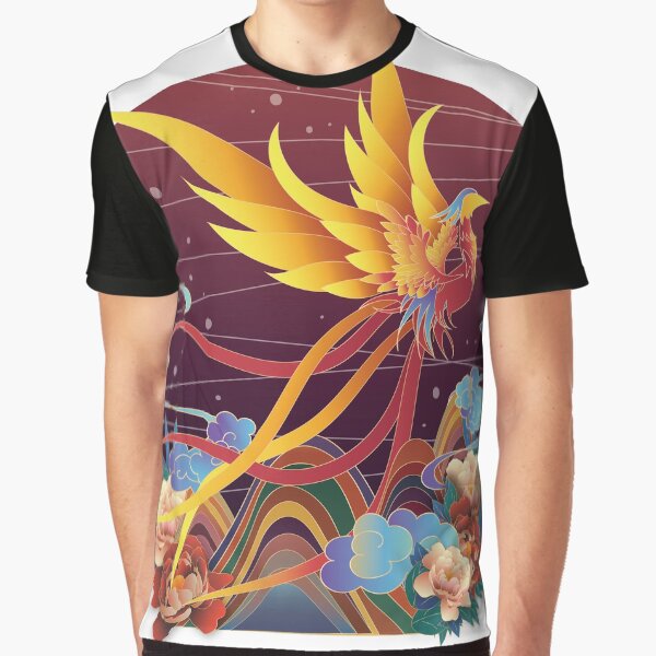 Aperçu de l'œuvre Phénix chinois volant dans les fleurs au-dessus des montagnes créée et vendue par xdashu.