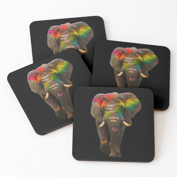 Item preview, Elephant with colorful world map and butterflies.  Make everyday Earth Day designed and sold by SnakeCharm.