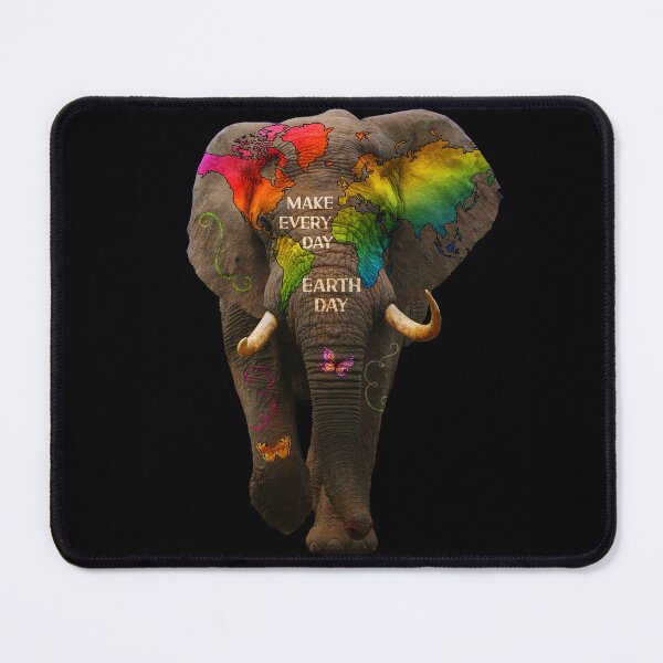 Item preview, Elephant with colorful world map and butterflies. Make everyday Earth Day designed and sold by SnakeCharm.