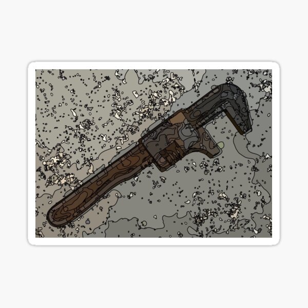 "Rusty Old Pipe Wrench" Sticker by Redbubble