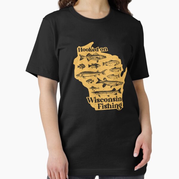 Item preview, Hooked on Wisconsin Fishing - Vintage WI Fish design for angler or lakehouse designed and sold by AaronsArtCloset.